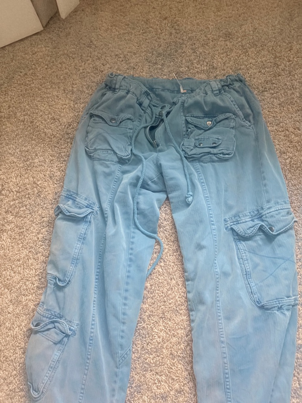 Free People Light Blue Cargo Ankle Pants